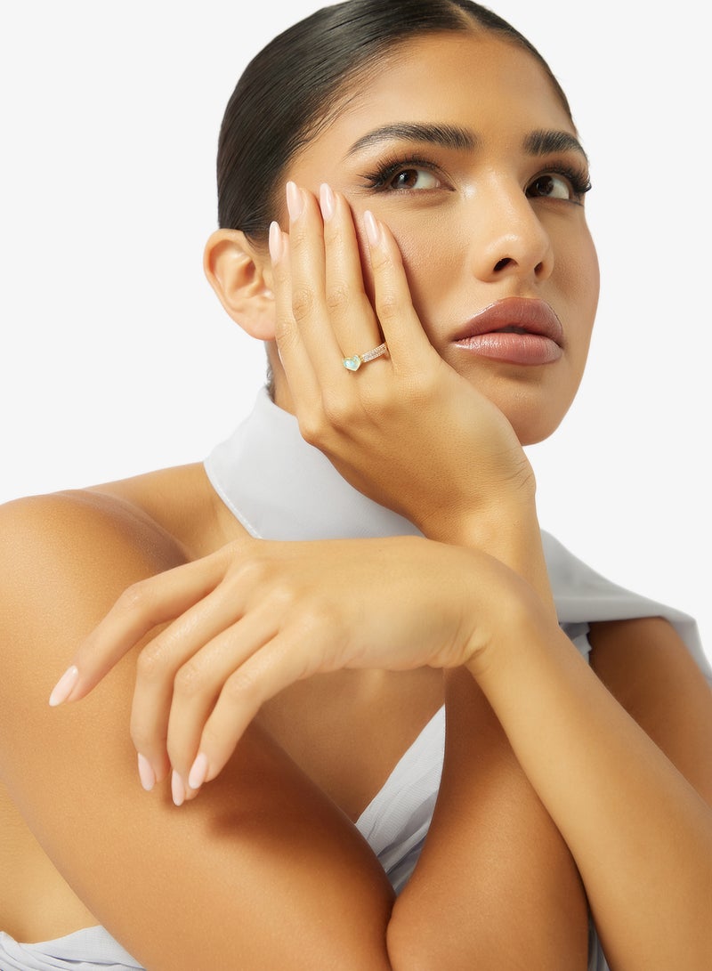 خاتم مزين بالماس على شكل قلب - view 5